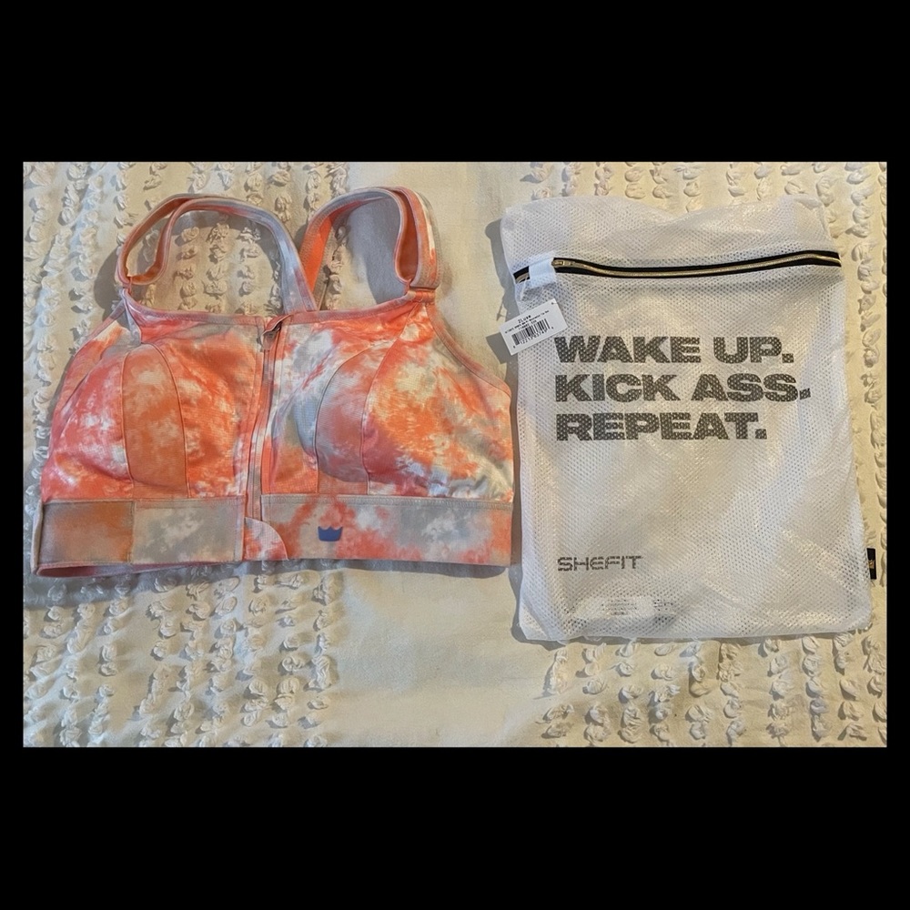Shefit Coral Tie-Dye Front-Zip Sports Bra